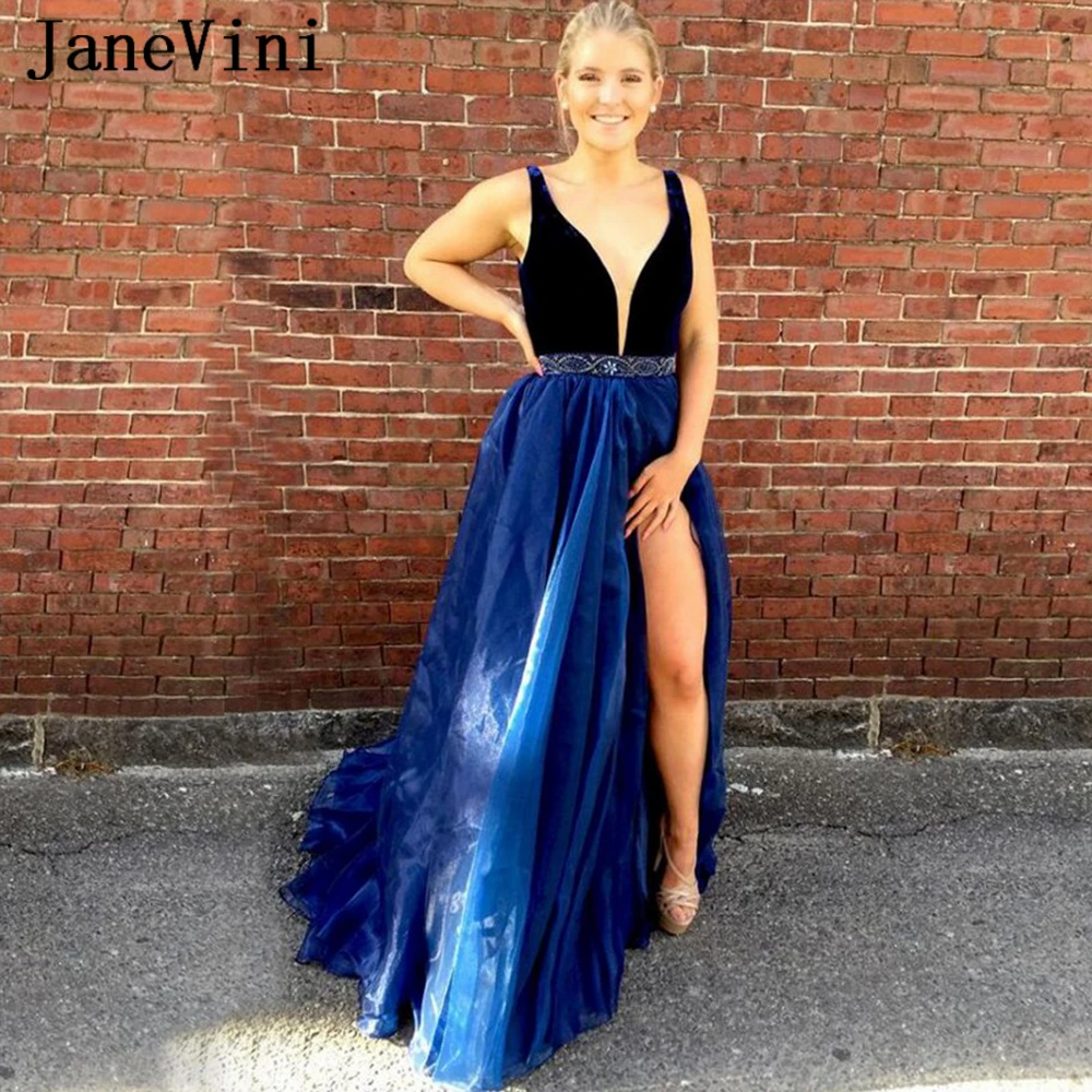 JaneVini Sexy Royal Blue Long prom Dresses 2019 Deep V Neck Beaded Backless Side Split A Line Organza Formal Evening Party Gowns
JaneVini Sexy Royal Blue Long prom Dresses 2019 Deep V Neck Beaded Backless Side Split A Line Organza Formal Evening Party Gowns