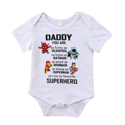 DERMSPE New Casual Newborn Baby Boy Girl Short Sleeve Letter Print Daddy You Are Superhero Romper Baby Clothes White
DERMSPE New Casual Newborn Baby Boy Girl Short Sleeve Letter Print Daddy You Are Superhero Romper Baby Clothes White