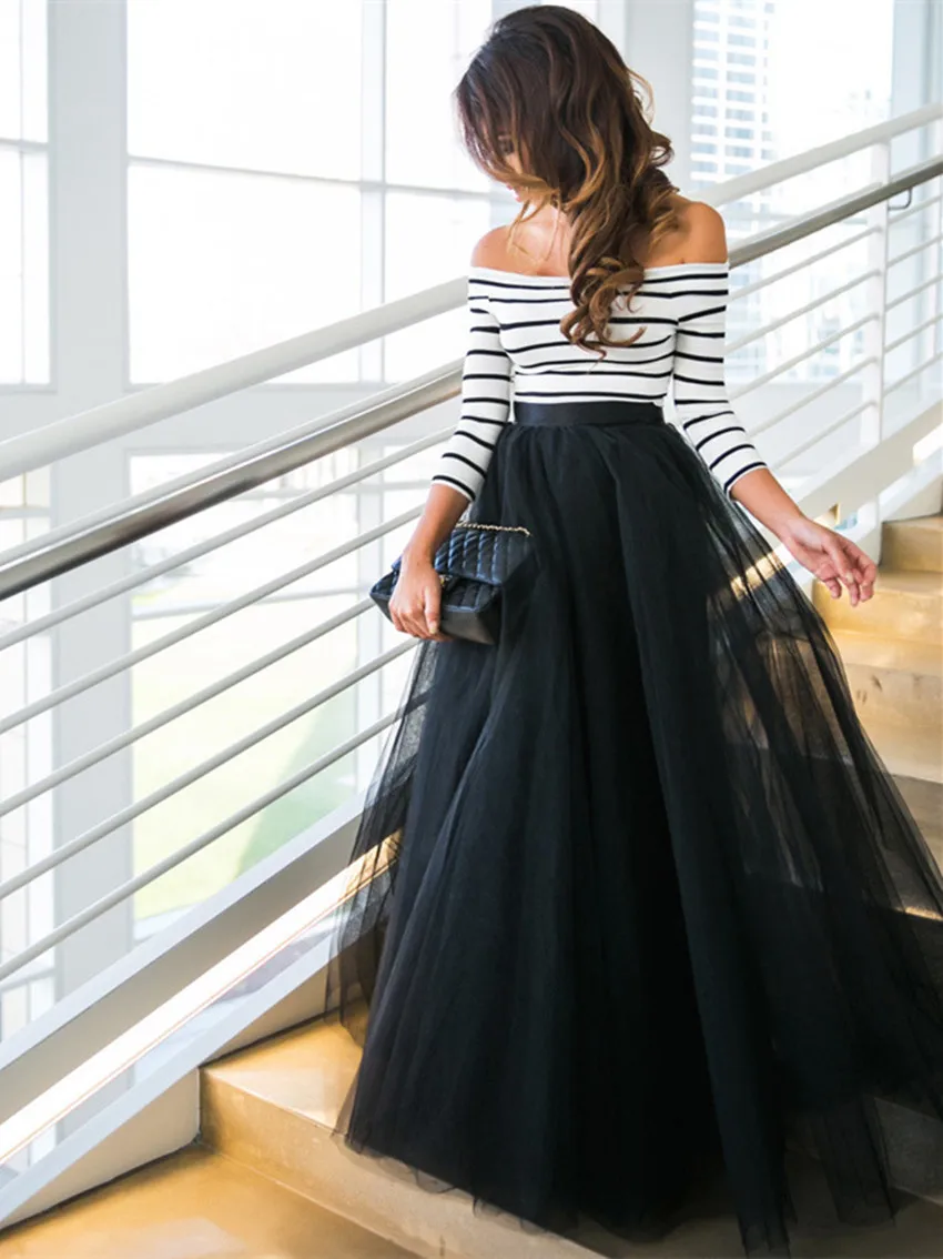 Autumn Maxi Dress Black Gauze Long Dress Women Party Elegant Stripe Maxi 2 Pieces Dress Set Pleated Floor Length Dress Set
Autumn Maxi Dress Black Gauze Long Dress Women Party Elegant Stripe Maxi 2 Pieces Dress Set Pleated Floor Length Dress Set