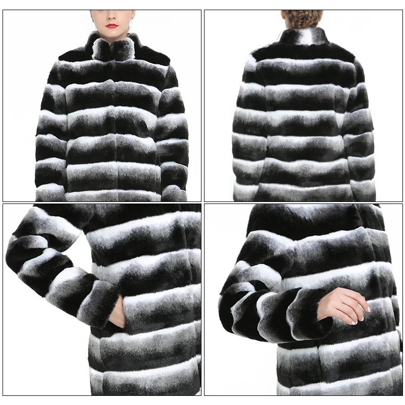 Для женщин искусственного кролика Rex Шуба Куртка женская одежда зимние теплые