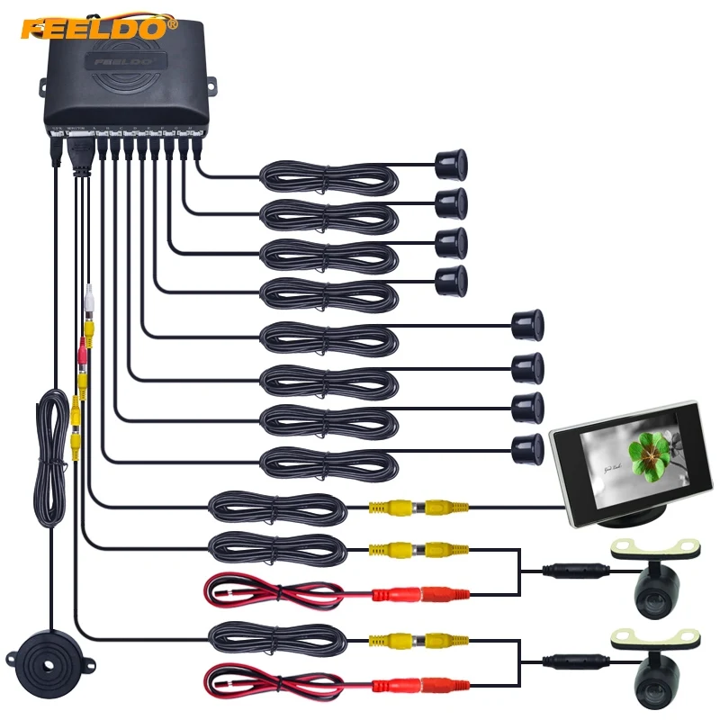FEELDO Car 8 Sensors Front&Rear Dual View Parking Sensor Backup Radar System+Monitor+16.5mm Camera
FEELDO Car 8 Sensors Front&Rear Dual View Parking Sensor Backup Radar System+Monitor+16.5mm Camera