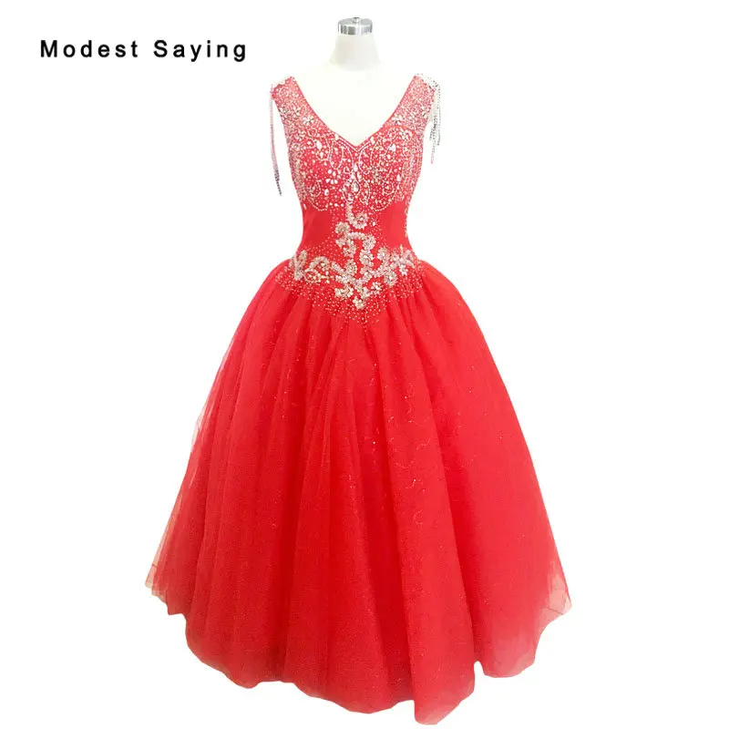 Sexy Red Luxury Ball Gown Heavy Crystal Beaded Wedding Dresses 2017 with Tassel on Shoulder Church Puffy Long Bridal Gowns JW126
Sexy Red Luxury Ball Gown Heavy Crystal Beaded Wedding Dresses 2017 with Tassel on Shoulder Church Puffy Long Bridal Gowns JW126