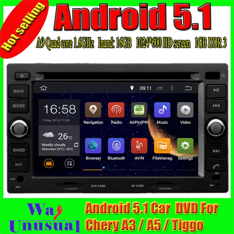 WANUSUAL 6.2 Inch Octa Core 32G 4G RAM Android 6.0 Car Multimedia Player for Chery A3 A5 for Tiggo GPS Navigation with BT WIFI
WANUSUAL 6.2 Inch Octa Core 32G 4G RAM Android 6.0 Car Multimedia Player for Chery A3 A5 for Tiggo GPS Navigation with BT WIFI