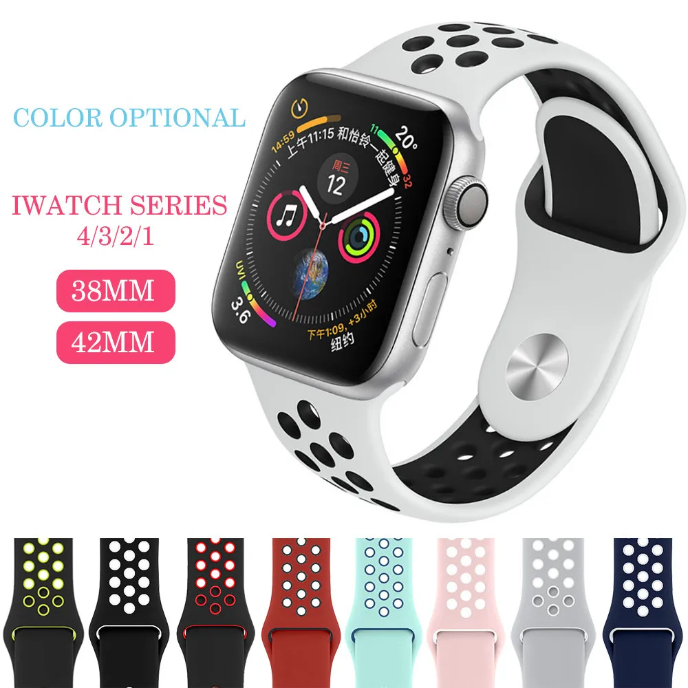 Большая распродажа спортивный силиконовый ремешок для apple watch 42 мм 38 40 44 браслет
