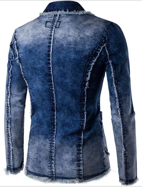 Loldeal Cowboy blazer jeans jacket men 80% Cotton Denim jacket men blazer Suits for men Brand-clothing Casual M-4XL