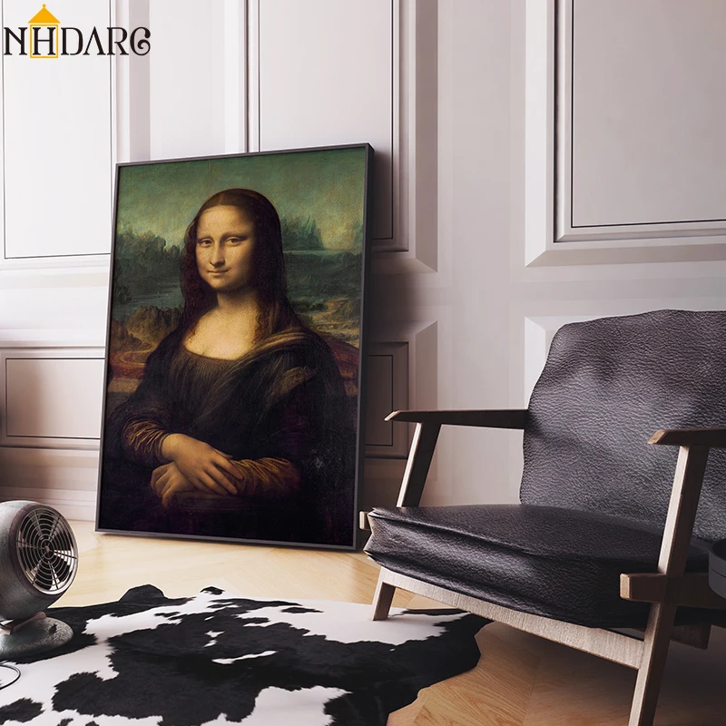 

Classic Oil Painting Leonardo Da Vinci The Mona Lisa Smile Canvas Print Painting Posters Wall Picture for Living Room Home Decor