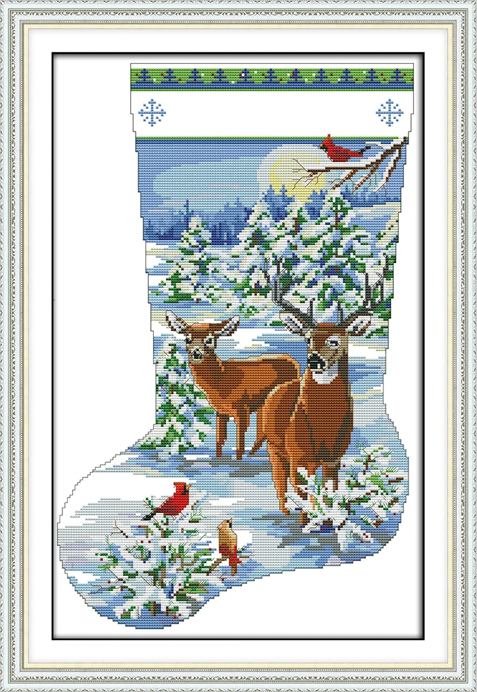 Elk Christmas stocking cross stitch kit snow 18ct 14ct 11ct printed canvas DMC color cotton thread embroidery DIY Dreamfounder
Elk Christmas stocking cross stitch kit snow 18ct 14ct 11ct printed canvas DMC color cotton thread embroidery DIY Dreamfounder