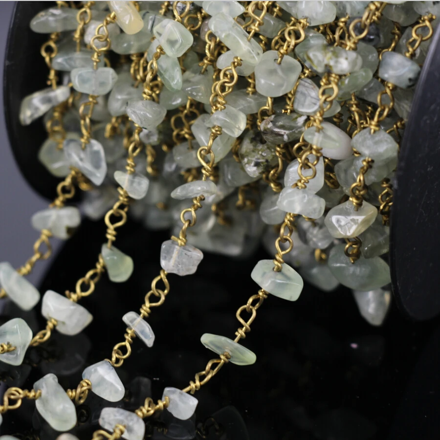 Wholesale 5Meter Prehnite Chip Beads Link Rosary Chains,Gold Plated Brass Wire Wrapped Chain Necklace fine Jewelry Findings
Wholesale 5Meter Prehnite Chip Beads Link Rosary Chains,Gold Plated Brass Wire Wrapped Chain Necklace fine Jewelry Findings