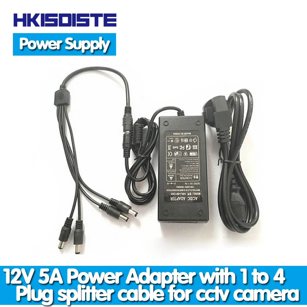 DC 12V 5A Power Supply Adapter 1 To 4 Port Plug Splitter Cable CCTV Camera AC Adapter Power Supply Box for CCTV Security Camera
DC 12V 5A Power Supply Adapter 1 To 4 Port Plug Splitter Cable CCTV Camera AC Adapter Power Supply Box for CCTV Security Camera