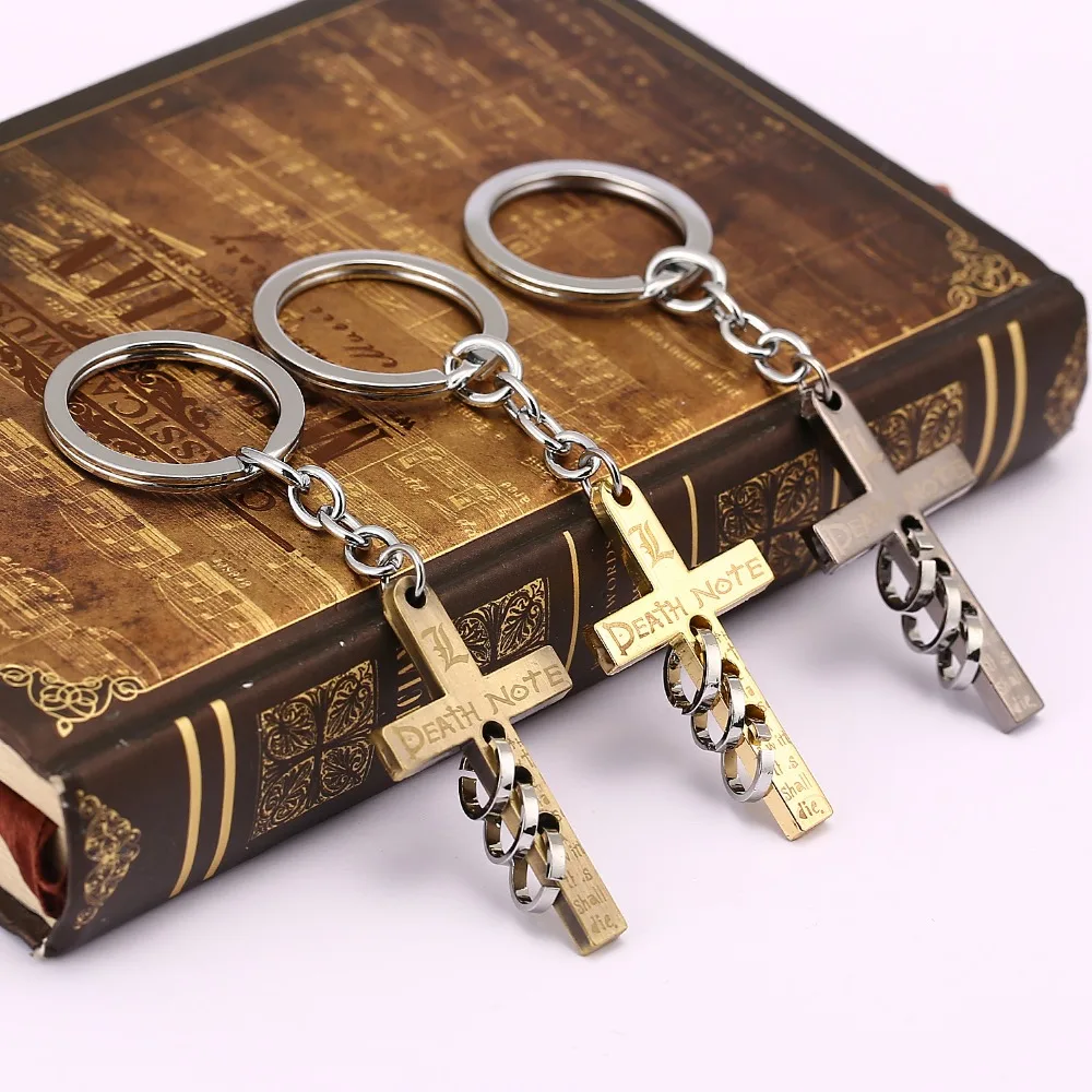 Anime Death Note Keychain Black Gold Brown Metal Key Chain Cross car Keychain for Men Boys Christmas Gifts 11998
Anime Death Note Keychain Black Gold Brown Metal Key Chain Cross car Keychain for Men Boys Christmas Gifts 11998