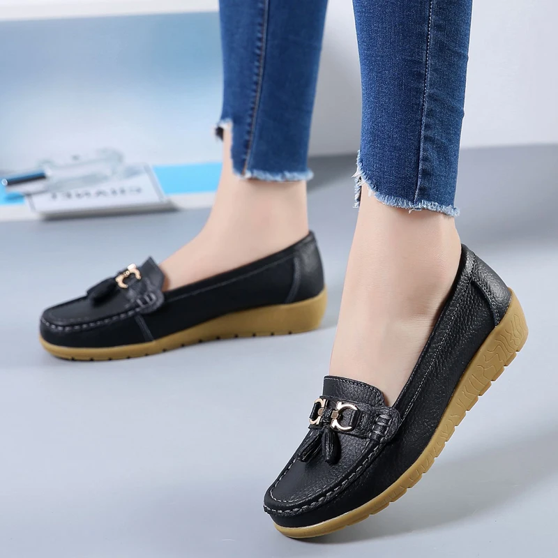 Genuine Leather Flats Shoes Women Loafers Women Flats Ballet Casual Flat Shoes Woman Moccasins Autumn Winter Butterfly-Knot
Genuine Leather Flats Shoes Women Loafers Women Flats Ballet Casual Flat Shoes Woman Moccasins Autumn Winter Butterfly-Knot