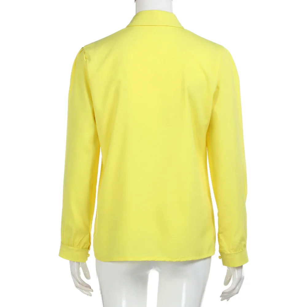 Women Shirt Casual Solid Long Sleeves Lapel woman shirts womens tops and blouses chemisier femme