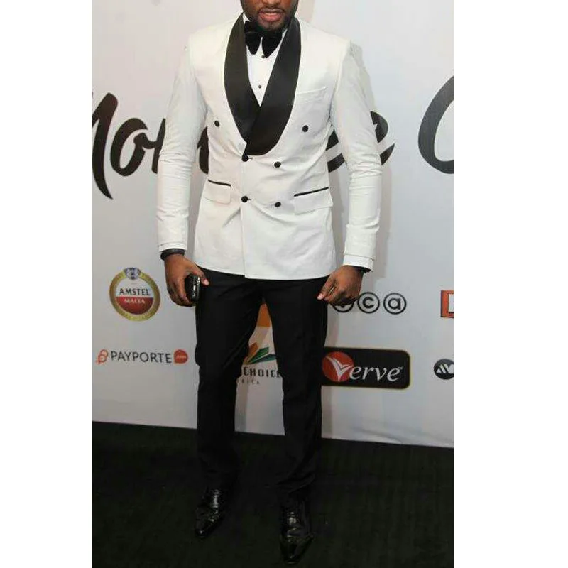White and Black Men Suits Slim Fit with Double Breasted Shawl Lapel Wedding Groom Tuxedo Male Prom Fashion Costume Jacket Pants
White and Black Men Suits Slim Fit with Double Breasted Shawl Lapel Wedding Groom Tuxedo Male Prom Fashion Costume Jacket Pants