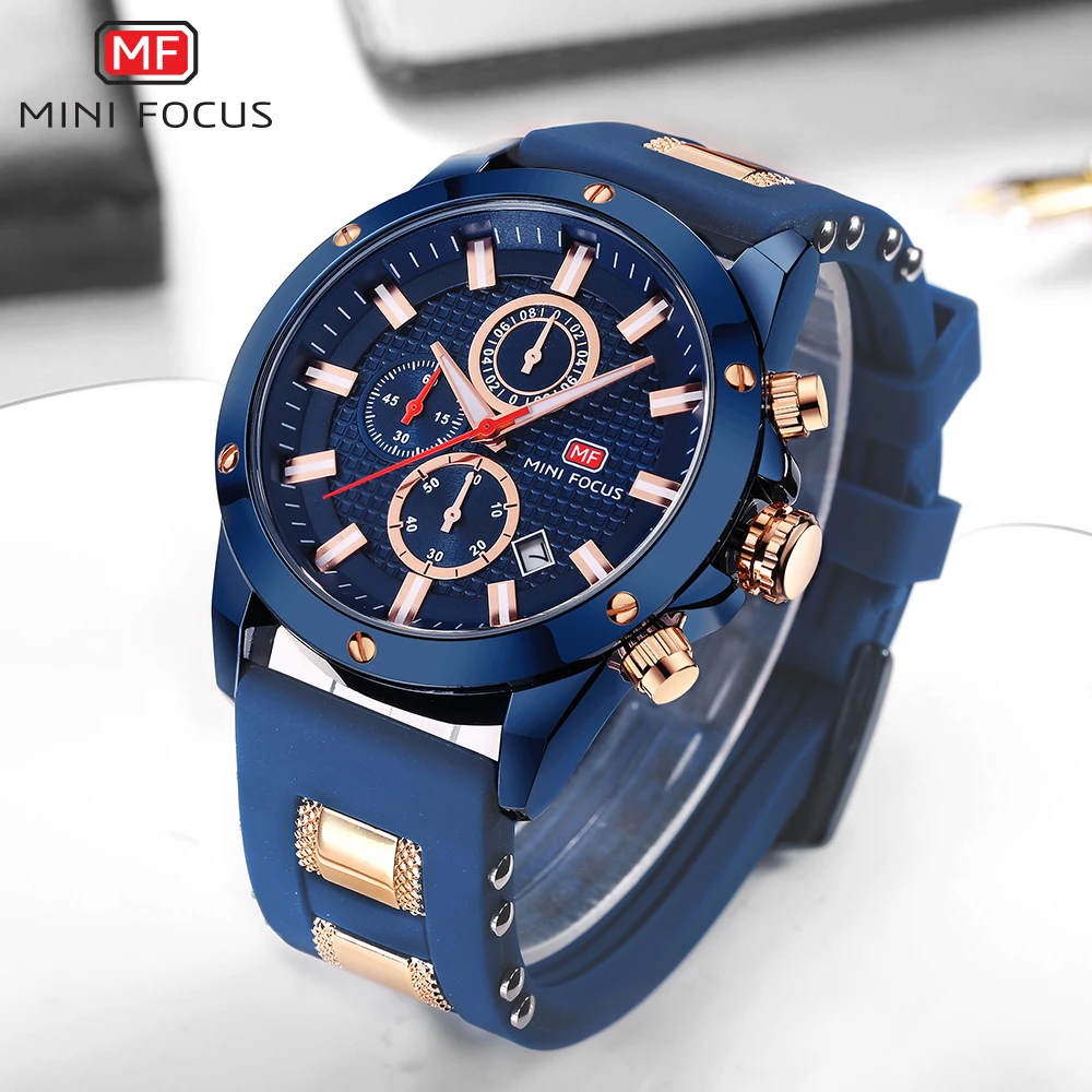 MINIFOCUS New Men's Fashion Military Sport Watches Quartz Analog Men Clock Silicone Waterproof Date Watch Relogio Masculino 2018 |
