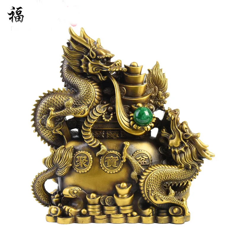 LARGE HOME office SHOP Business ART thriving business wealth GOOD LUCK Mascot # Double dragons GOD FENG SHUI Brass statue
LARGE HOME office SHOP Business ART thriving business wealth GOOD LUCK Mascot # Double dragons GOD FENG SHUI Brass statue