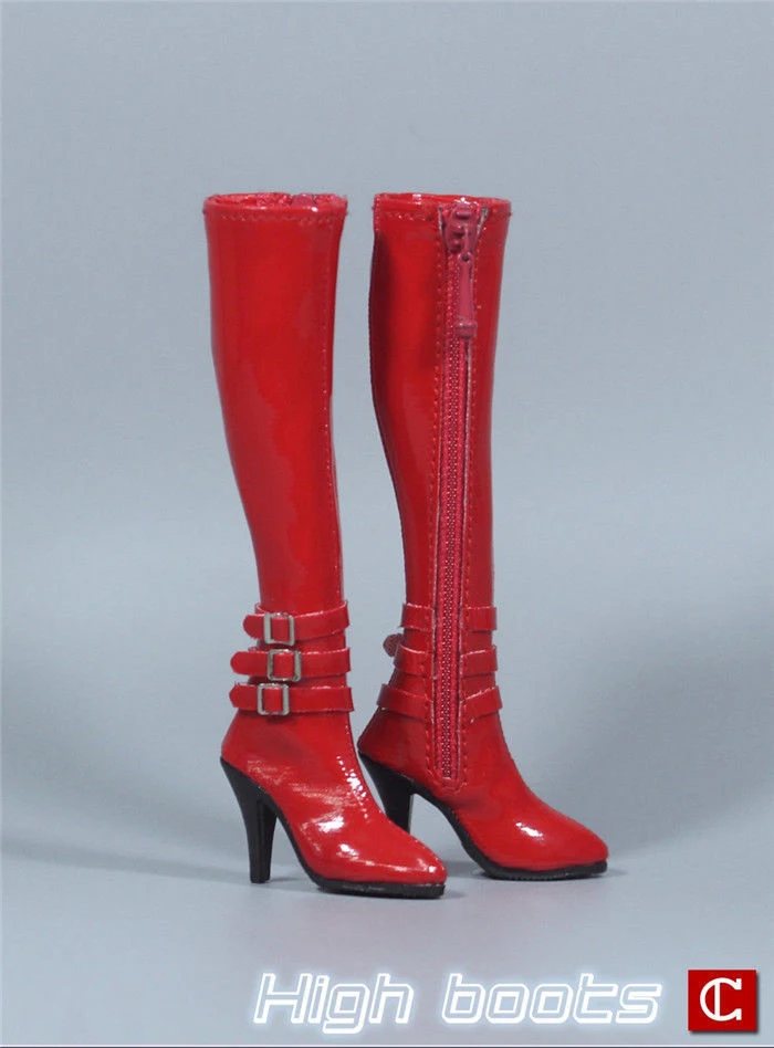ZY1008 черные/белые/красные цвета масштаб 1/6 женские высокие ботинки на высоком