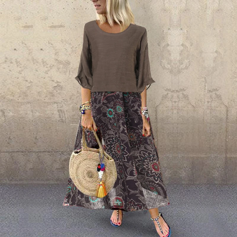 2019 New Vintage Women Maxi Floral Dress 2 pcs Long Sleeves O Neck Cotton Linen Loose Robe Dresses Vestidos High Quality
2019 New Vintage Women Maxi Floral Dress 2 pcs Long Sleeves O Neck Cotton Linen Loose Robe Dresses Vestidos High Quality
