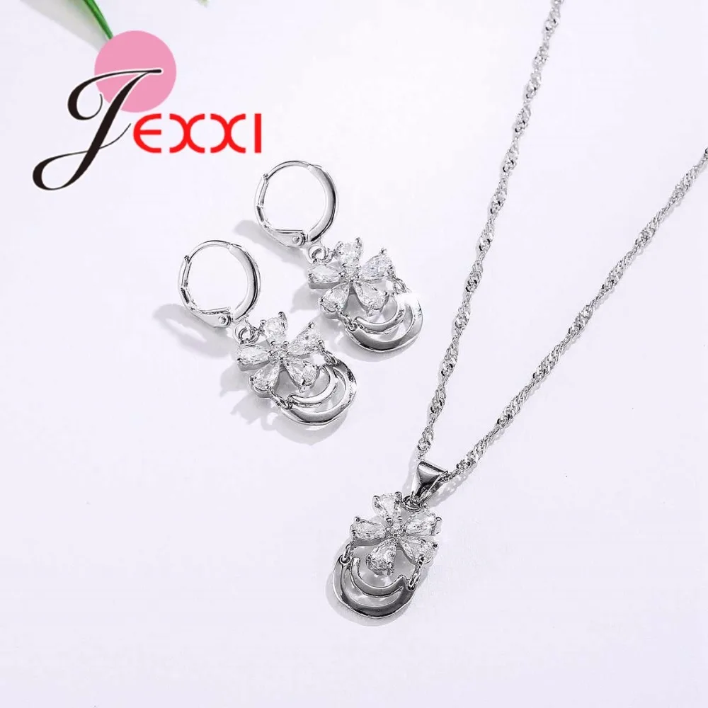 925 Silver -silver-jewelry for Women Wedding Necklace and Earrings Gorgeous Halo Cubic Zirconia Flower Jewelry Set
925 Silver -silver-jewelry for Women Wedding Necklace and Earrings Gorgeous Halo Cubic Zirconia Flower Jewelry Set