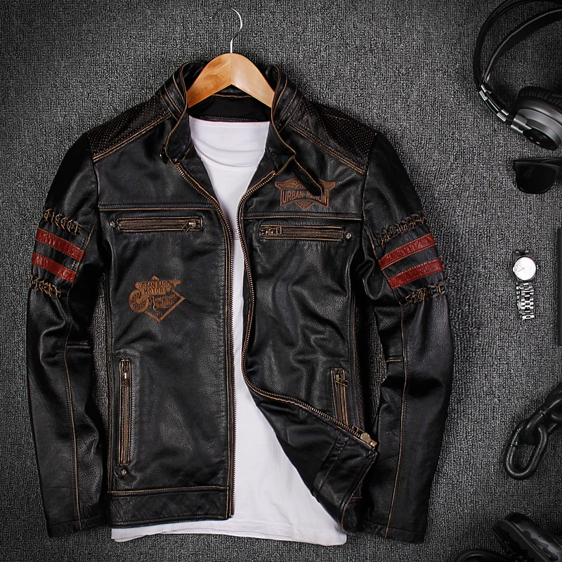 Mens Leather Jackets Cowskin Genuine Leather Overcoat Stand Collar Slim Embroidery Pattern Leather Coats 3XL Male Clothing
Mens Leather Jackets Cowskin Genuine Leather Overcoat Stand Collar Slim Embroidery Pattern Leather Coats 3XL Male Clothing