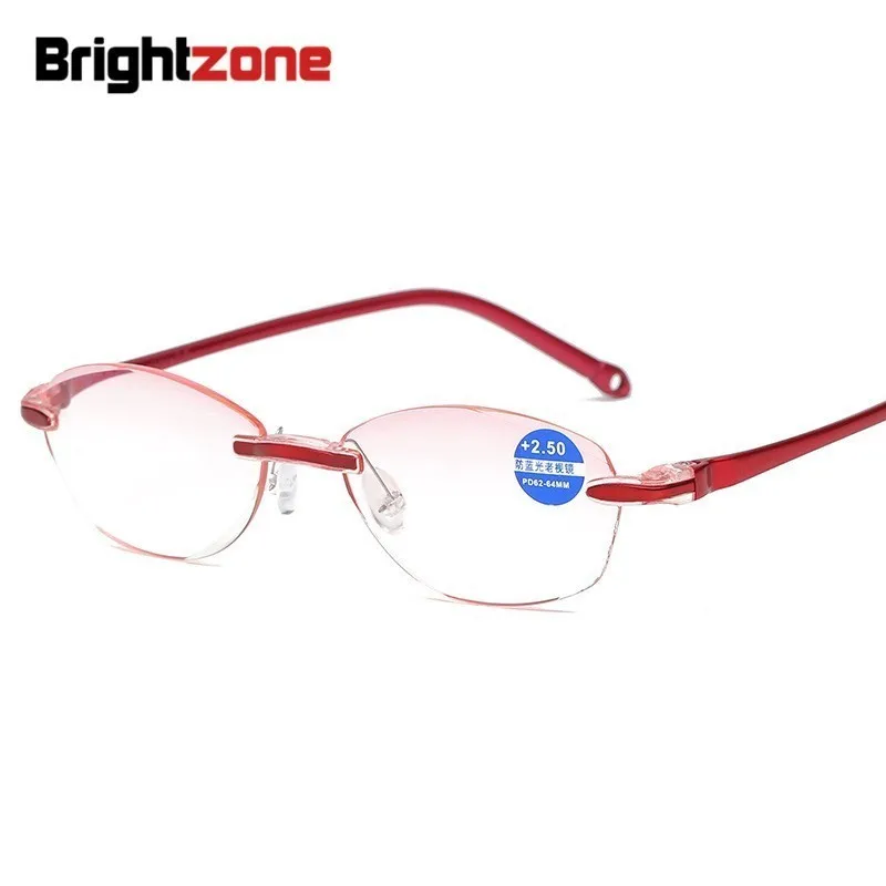 

Новая модель 2023 года от бренда Brightzone, безрамные пресбиопические очки с алмазной резкой и защитой от синего света, женские очки для дальнего чтения, увеличительное стекло для зрения