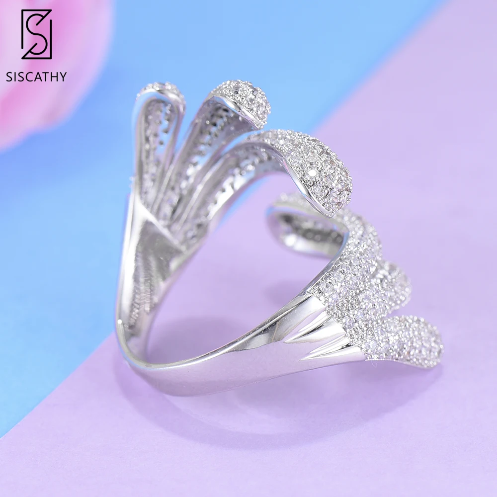 SISCATHY Fashion Resizable Finger Rings For Dubai Nigerian Bridal Engagement Statement Cubic Zirconia Circle Ring Party
SISCATHY Fashion Resizable Finger Rings For Dubai Nigerian Bridal Engagement Statement Cubic Zirconia Circle Ring Party