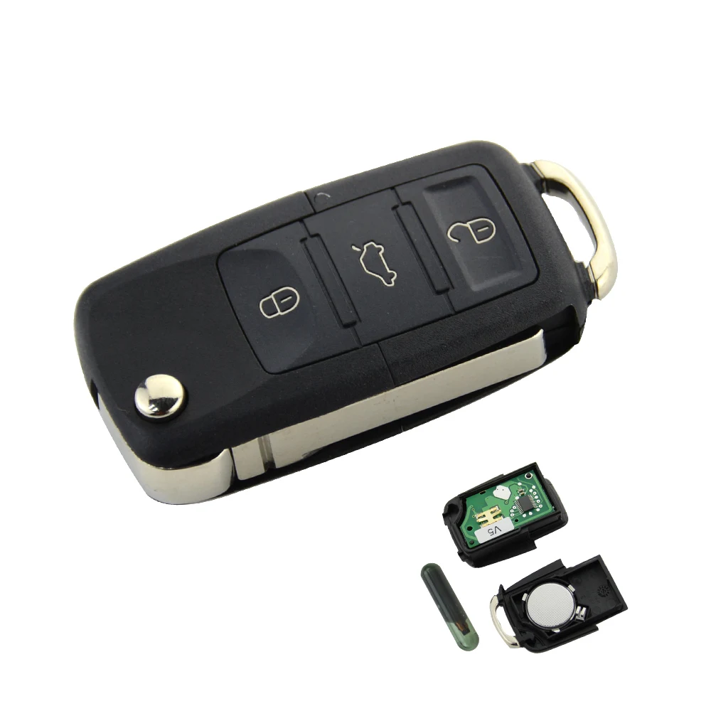 Okeytech 3 кнопки дистанционного ключа флип складной 434 МГц ID48 чипа для VW Golf 4 5 Passat Polo