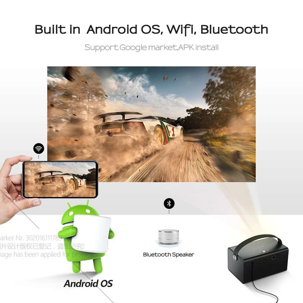 Новейший мини проектор AUN V7 1280x800 P Android WIFI Bluetooth светодиодный проектор. Поддержка 4K