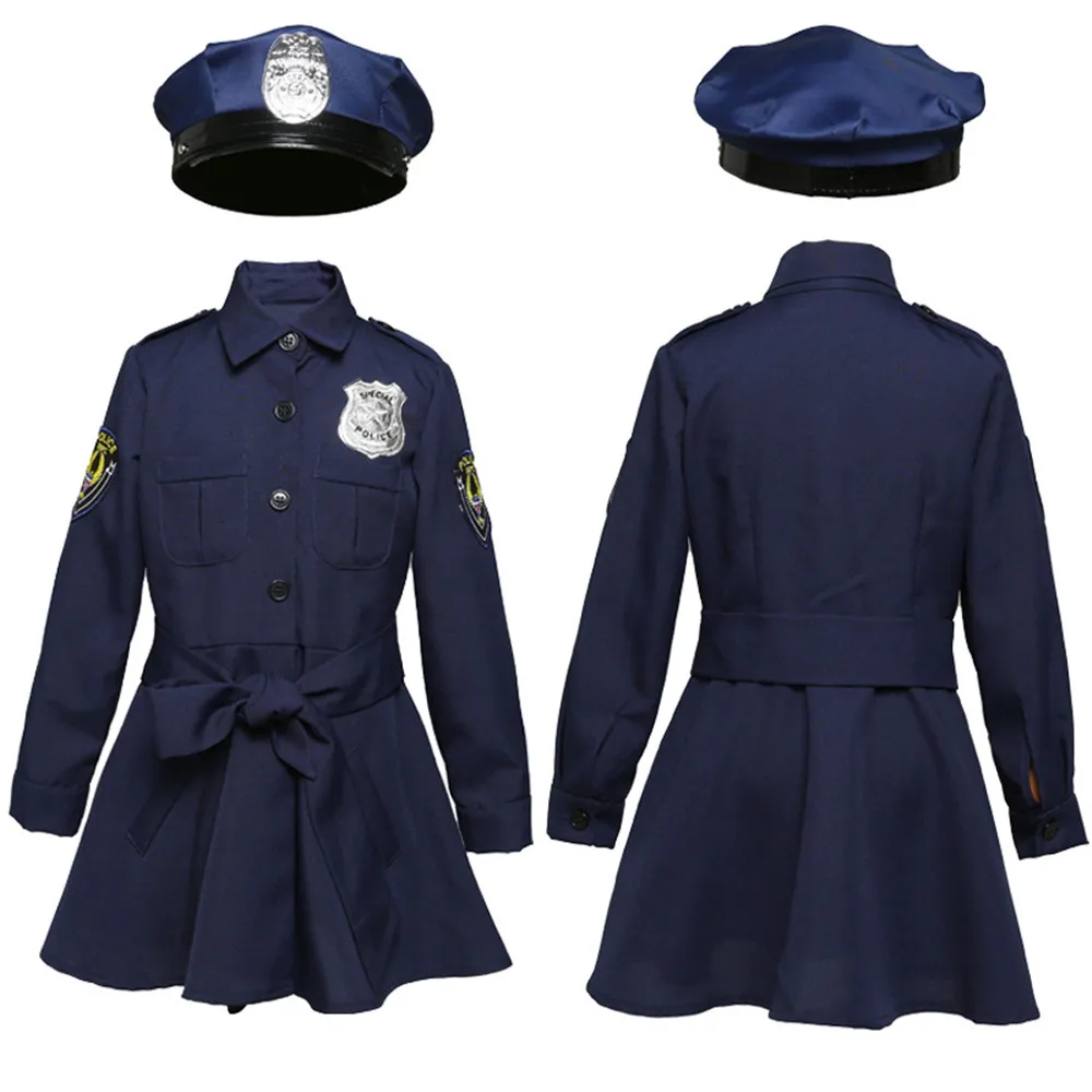 Kids Girls Cute Police Uniform Cosplay Costumes Funny Children's day Halloween Fancy Party Dress Suit | Тематическая одежда и