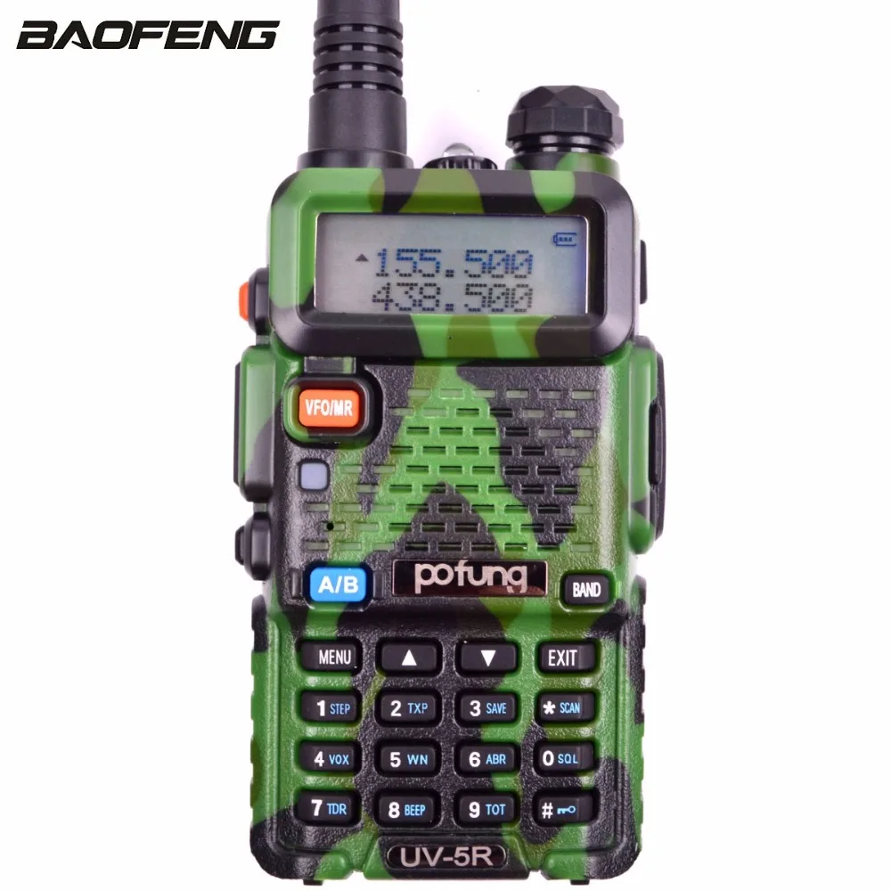 BaoFeng UV-5R Camouflage Green Walkie Talkie 128CH 5W Transmitter Power Transceiver Dual Band Dual Display Two Way Radio
BaoFeng UV-5R Camouflage Green Walkie Talkie 128CH 5W Transmitter Power Transceiver Dual Band Dual Display Two Way Radio