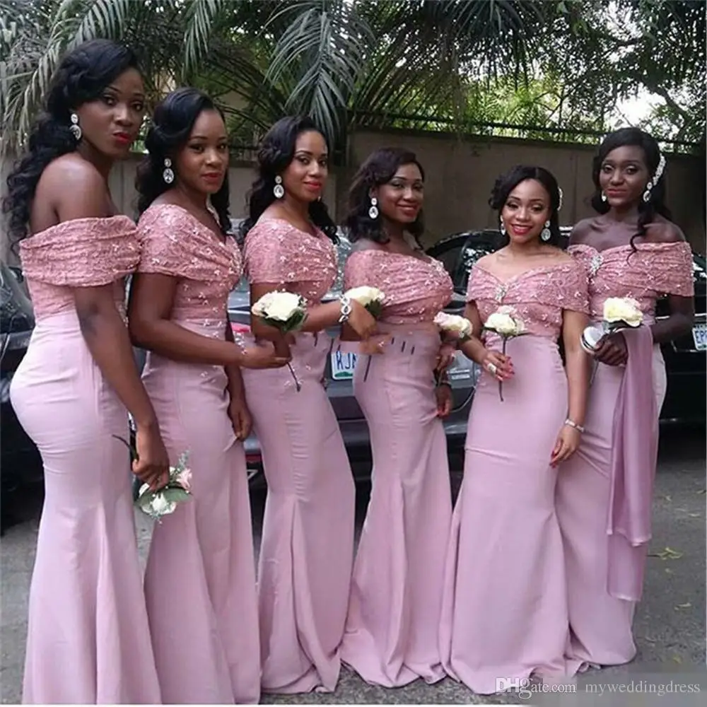 Off Shoulder Long Wedding Party Gowns Lace Mermaid African Bridesmaid Dresses 2020 Peach Coral Dress Pink Bridesmaids Gowns
Off Shoulder Long Wedding Party Gowns Lace Mermaid African Bridesmaid Dresses 2020 Peach Coral Dress Pink Bridesmaids Gowns