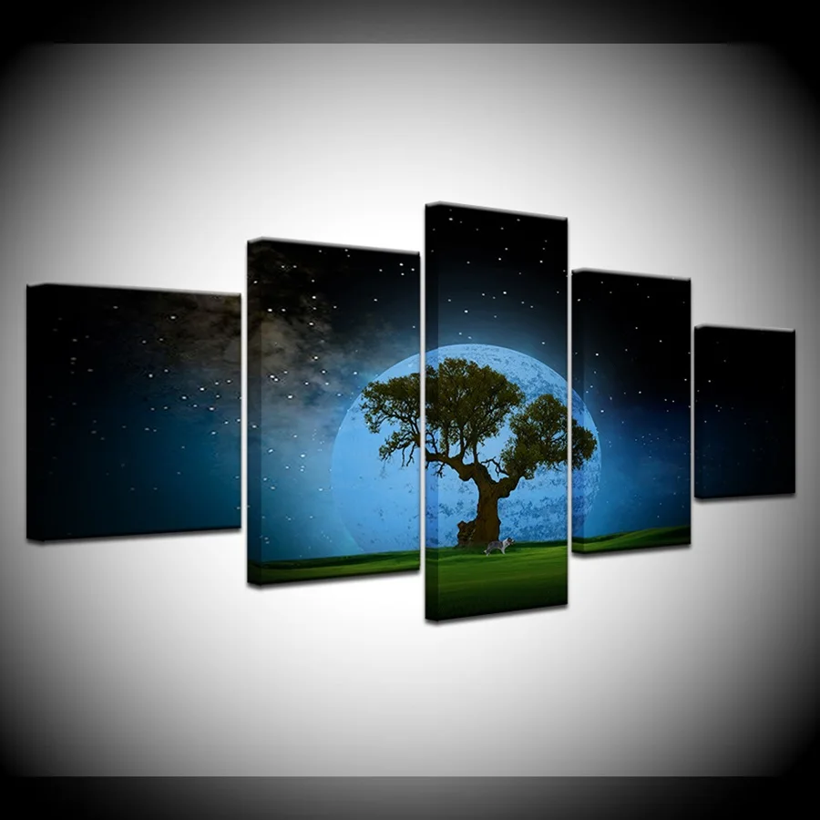 Modular Canvas HD Print Pictures Wall Art 5 Pieces Tree Moon And Dog Painting Alone Night Starry Sky Poster Home Decor Framework
Modular Canvas HD Print Pictures Wall Art 5 Pieces Tree Moon And Dog Painting Alone Night Starry Sky Poster Home Decor Framework