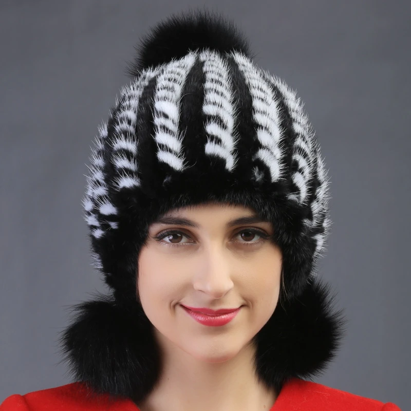 2018 autumn winter Super warm lovely ear women snow hat rex mink fur Rex pineapple cap lady dress hair ballfur | Аксессуары для