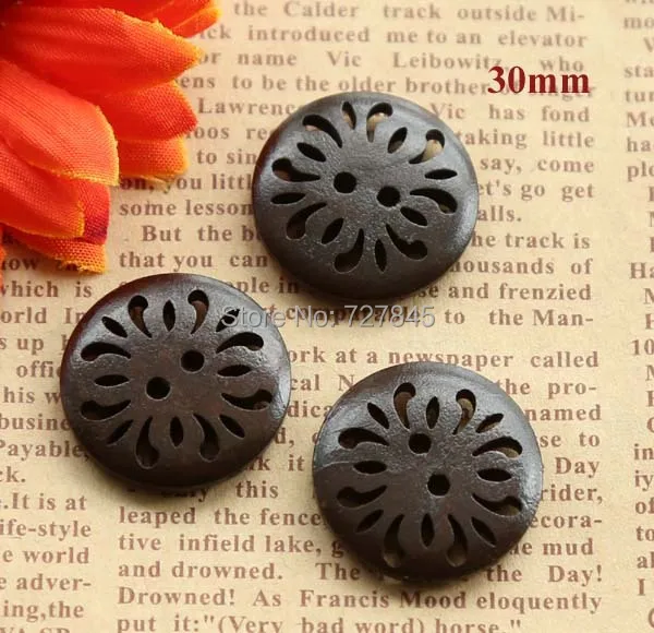 20pcs/lot Size:30mm Dark brown wooden buttons, 2-Hole round button, Garment accessories (ss-k83-1)
20pcs/lot Size:30mm Dark brown wooden buttons, 2-Hole round button, Garment accessories (ss-k83-1)