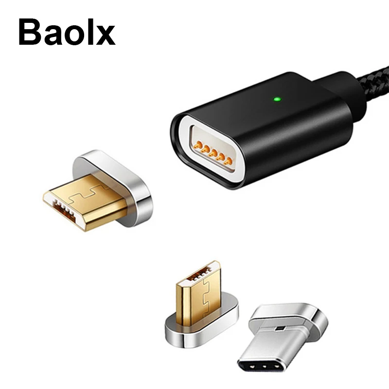 Магнитный кабель с нейлоновой оплеткой Тип C/IOS/Micro USB быстрое зарядное устройство