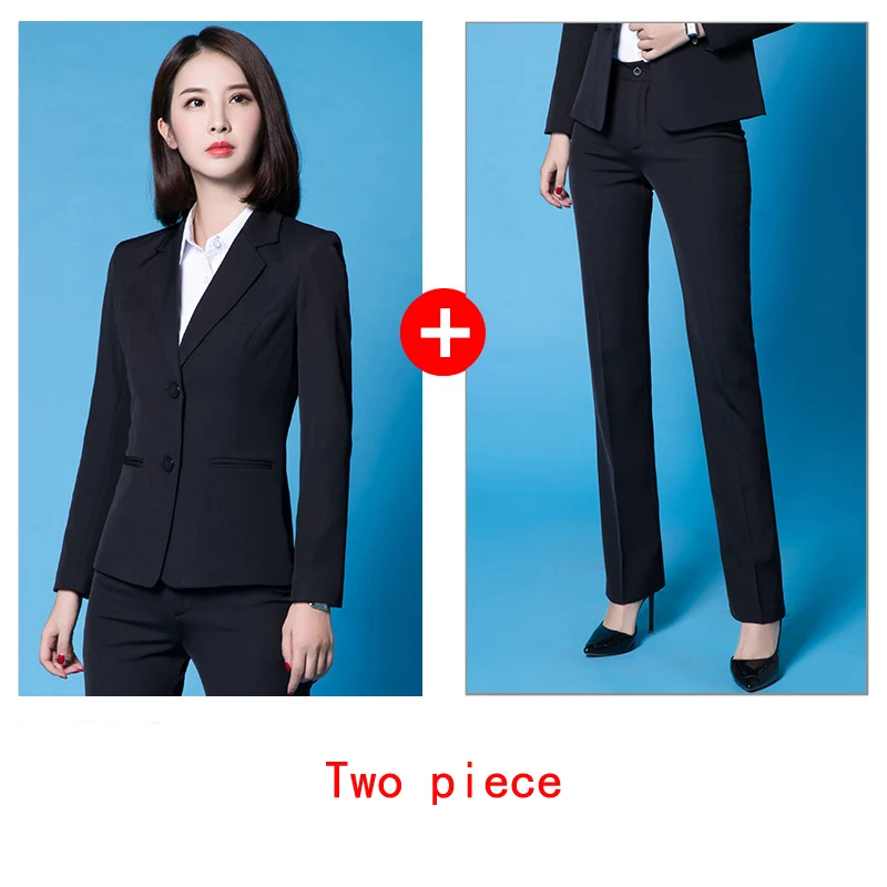 

Work Wear Formal Suits 2 Piece Set for Women Interview Solid Blazer Jacket & Trouser & Skirt Office Lady Suit Feminino 2019 Fall
