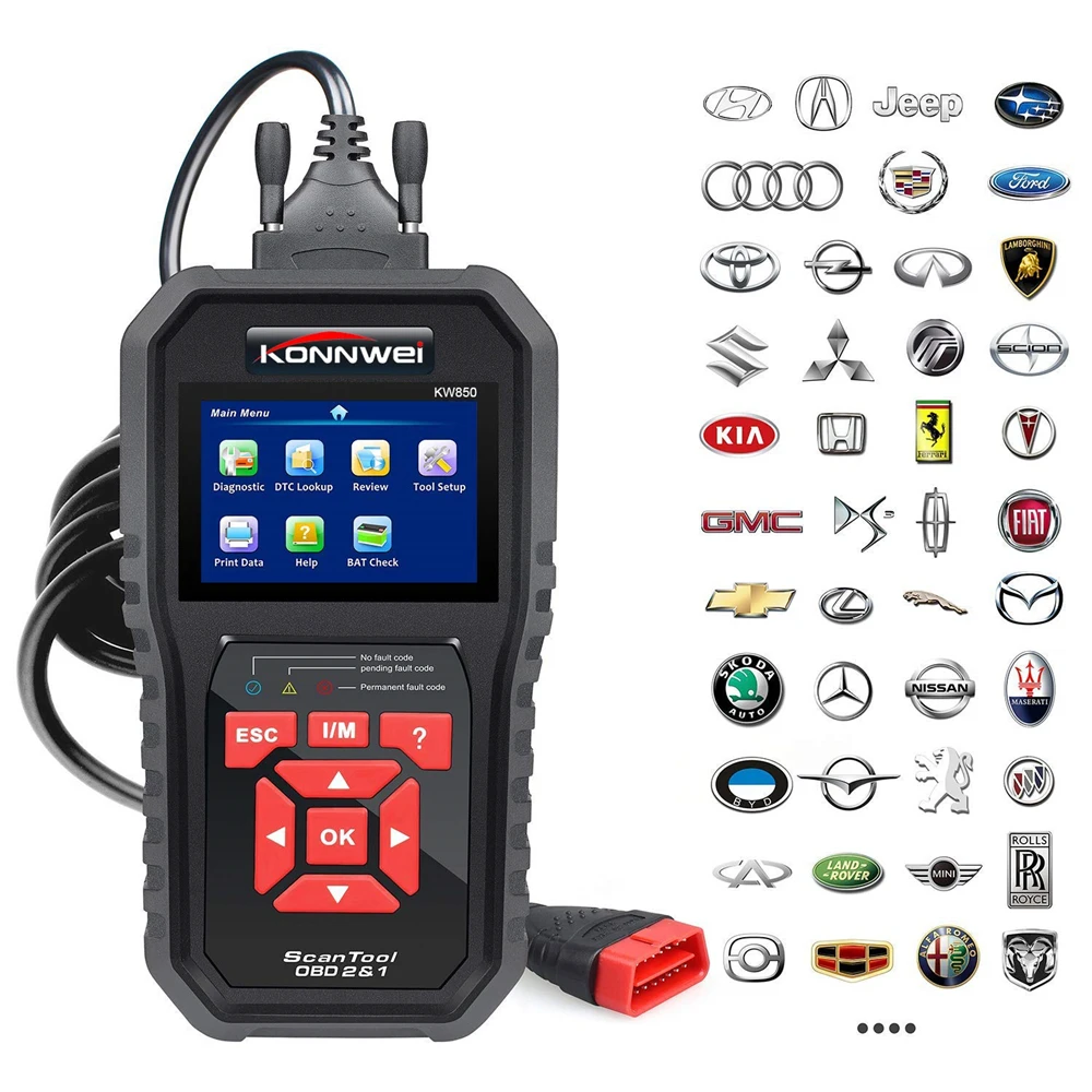 Диагностический прибор OBD2 KONNWEI KW850, полнофункциональный универсальный сканер для считывания кодов двигателя
Диагностический прибор OBD2 KONNWEI KW850, полнофункциональный универсальный сканер для считывания кодов двигателя