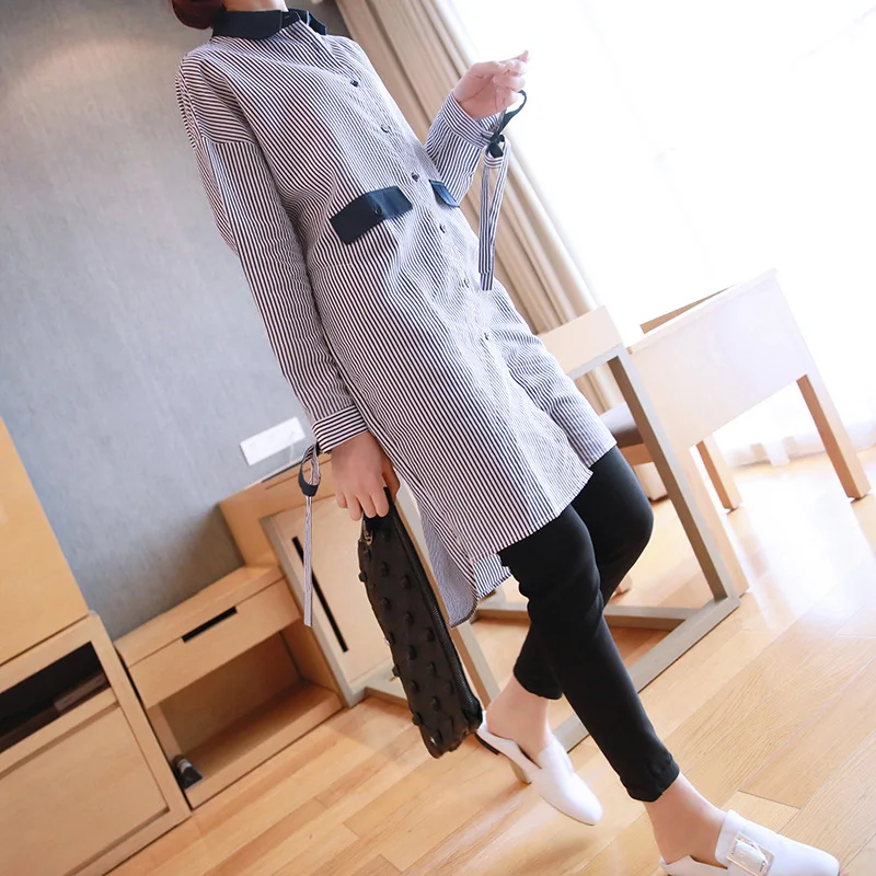Spring loose large size striped shirt female Korean fashion long shirt 2019 spring new women's clothing
Spring loose large size striped shirt female Korean fashion long shirt 2019 spring new women's clothing