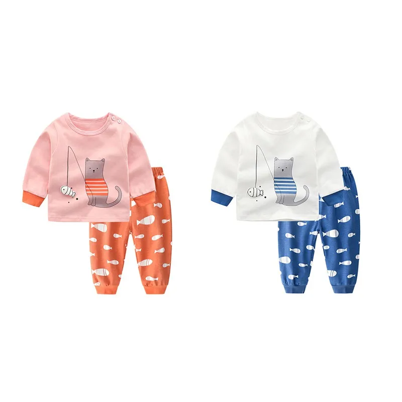 Новинка 2018 Детские пижамные комплекты одежда унисекс хлопковые пижамы для