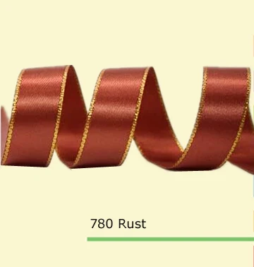 3/8 дюйма (9 мм) атласные ленты с золотым краем 35 цветов в наличии