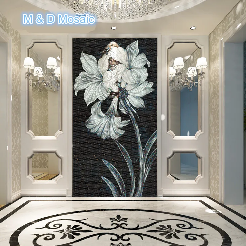 Hand Cut Mural Glass Mosaic Tiles, White Flower Glass Wall Tile for Living room Background Wall entranceway bathroom
Hand Cut Mural Glass Mosaic Tiles, White Flower Glass Wall Tile for Living room Background Wall entranceway bathroom