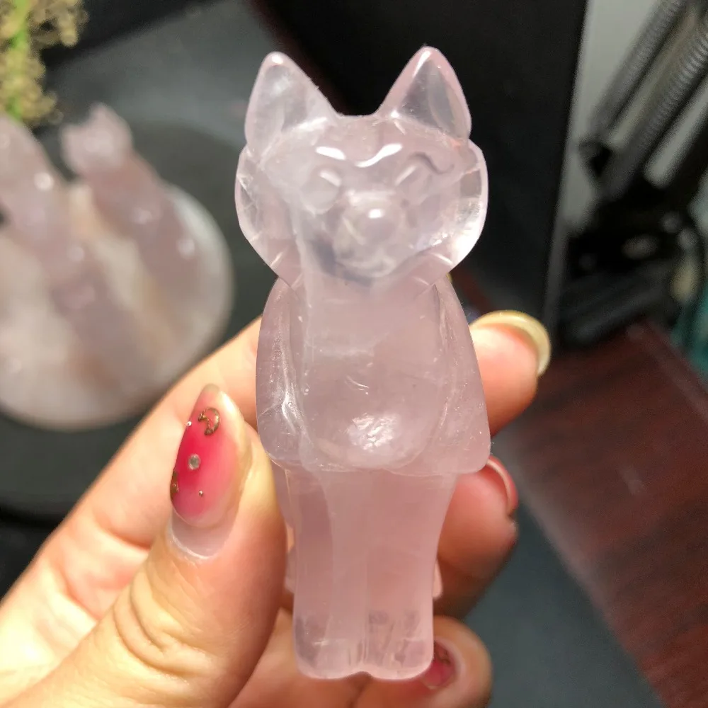 High Quality Natural Rose Quartz Crystal Seven Star Array Carving Fox Drive Away Evil Spirits With Base
High Quality Natural Rose Quartz Crystal Seven Star Array Carving Fox Drive Away Evil Spirits With Base