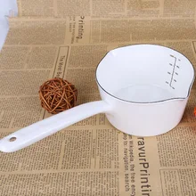 Kitchen Pot 1.3L Japanese Style Small Enamel Milk Pot Kitchen Cooking Pan Stockpot Baby Food Pot with Handle for One People