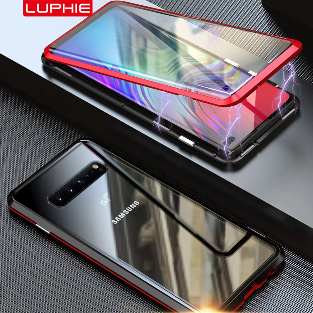 Магнитный чехол Luphie для Samsung Galaxy S10 Plus закаленное стекло 9H S10e S9 S8 Note 9 8 полностью