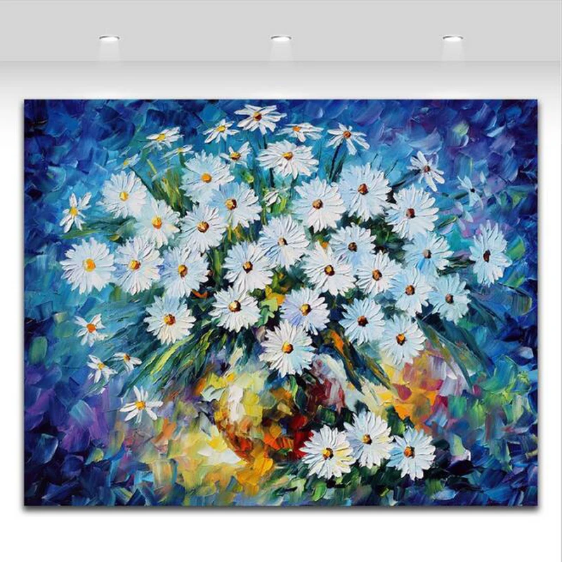 Unframed Hand-painted Mural Art Pure White Dasiy Blooming Oil Painting on Canvas Adornment Office Home Decor
Unframed Hand-painted Mural Art Pure White Dasiy Blooming Oil Painting on Canvas Adornment Office Home Decor