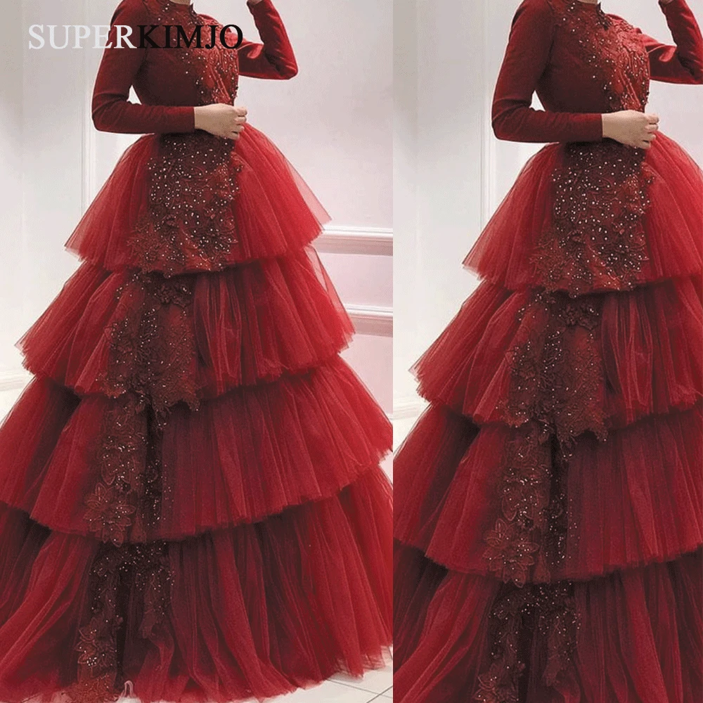 SuperKimJo Long Sleeve Ball Gown Prom Dresses 2020 Burgundy Lace Applique Tiered Elegant Prom Gown Vestidos De Fiesta De Noche
SuperKimJo Long Sleeve Ball Gown Prom Dresses 2020 Burgundy Lace Applique Tiered Elegant Prom Gown Vestidos De Fiesta De Noche
