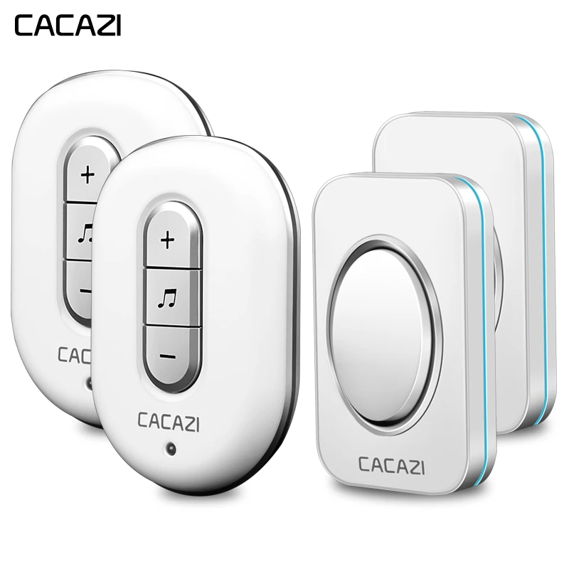 CACAZI Wireless Doorbell Waterproof 2 Battery Button 2 Receiver 280M Remote US Plug Smart Home Cordless door bell 48 chimes
CACAZI Wireless Doorbell Waterproof 2 Battery Button 2 Receiver 280M Remote US Plug Smart Home Cordless door bell 48 chimes