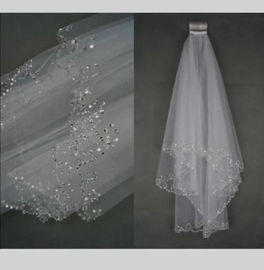 Sparkle two layer short wedding veil white Beaded Edge Elbow Length Soft Tulle Accessoire Mariage Bridal Veils With Comb
Sparkle two layer short wedding veil white Beaded Edge Elbow Length Soft Tulle Accessoire Mariage Bridal Veils With Comb