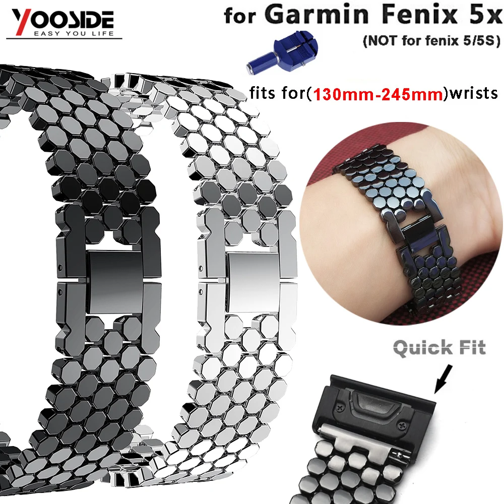 Ремешок из нержавеющей стали для наручных часов Garmin Fenix 5X/3/3 HR/D2 26 мм|garmin band|garmin watch
