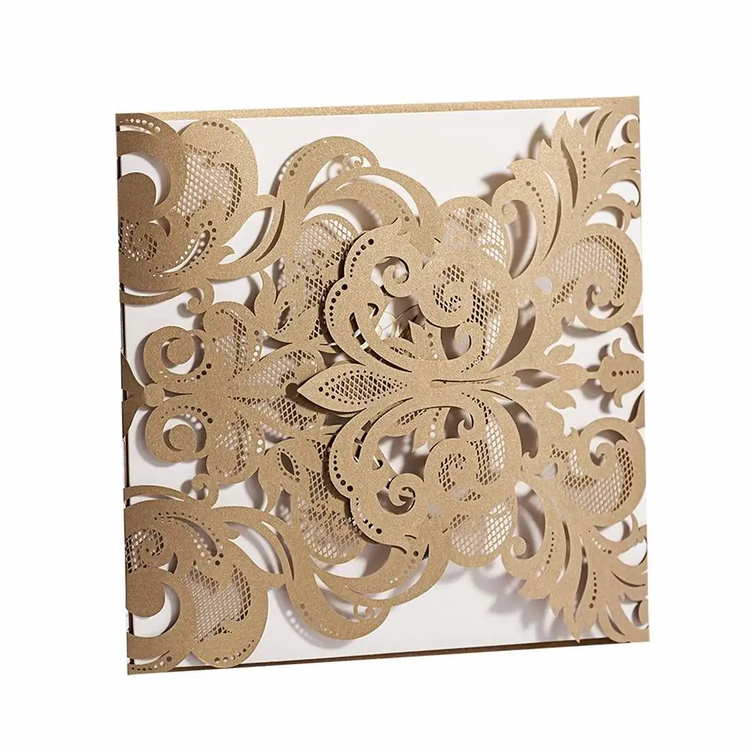 50Pcs Elegant Gold Blank Laser Cut Wedding Cards with Envelope, Customized Wedding Invitations Marriage Cards
50Pcs Elegant Gold Blank Laser Cut Wedding Cards with Envelope, Customized Wedding Invitations Marriage Cards