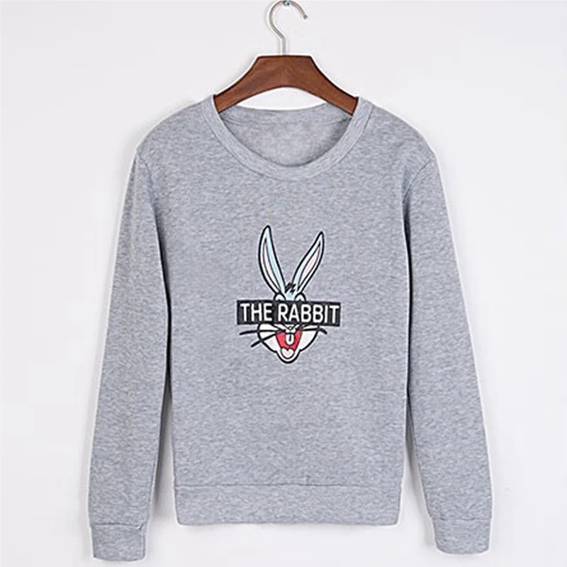 Новый осень зима Для женщин Мода Милый Мультфильм Bugs Bunny печатные толстовки